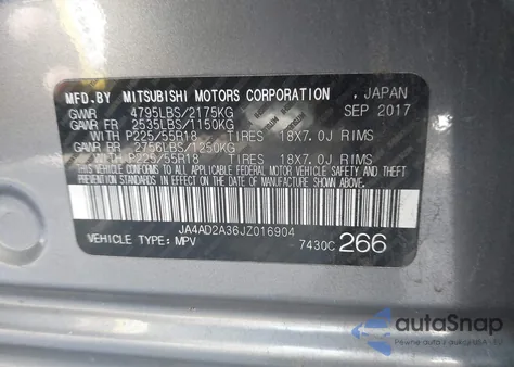2018 Mitsubishi Outlander Es z USA, uszkodzony, nr VIN JA4AD2A36JZ016904